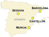 Austragungsorte der WM in Spanien 1996