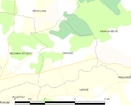 Mapa obce Cahuzac