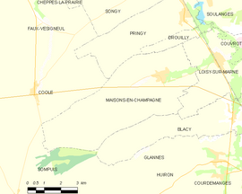Mapa obce Maisons-en-Champagne
