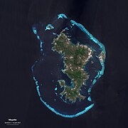 L’île de Mayotte, entourée de son lagon, vue par le satellite Sentinel 2.