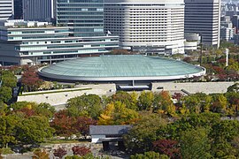 Osaka-Jo Hall as seen from the Osaka Castle Keep Tower.jpg