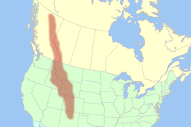 북아메리카에서의 로키산맥의 위치: 로키산맥은 캐나다와 미국에 걸쳐 있으며, 최고봉인 엘버트 산은 미국 콜로라도주에 위치한다