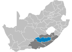Karte de Sud Afrika montra Chris Hani Distrikte in Est Kabe
