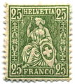 Helvetia representada en un sello de 1881.