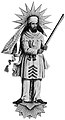 Индийско-зороастрийское восприятие Зороастра XIX века произошло от фигуры, которая появляется в скульптуре IV века в Так-е Бостан на юго-западе Ирана. Оригинал теперь считается либо представлением Митры, либо Хваре-хшаета.[14]
