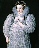 Portrait of unknown lady in frilly maternity dress