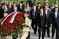 President Dmitry Medvedev laying a wreath at the Eternal Flame monument.