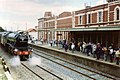 4472 Flying Scotsman arrives at Seymour, 1989