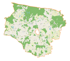 Mapa konturowa gminy wiejskiej Górowo Iławeckie, w centrum znajduje się punkt z opisem „Paustry”