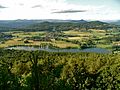 English: Rauschelesee seen from the Sattnitz ridge (Plöschenberg) Deutsch: Rauschelesee von der Sattnitz (vom Plöschenberg) gesehen