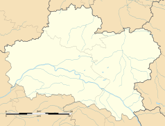 Mapa konturowa Loiret, blisko centrum na prawo u góry znajduje się punkt z opisem „Villevoques”