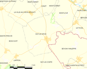 Poziția localității Dizy-le-Gros