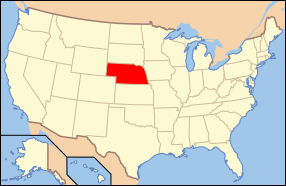 Map of the United States with Nebraska highlighted