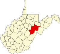 ランドルフ郡の位置を示したウェストバージニア州の地図