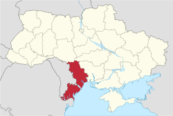Odessan alueen sijainti Ukrainan kartalla