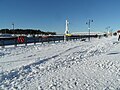 Ustka, port zimą- widok na kładkę