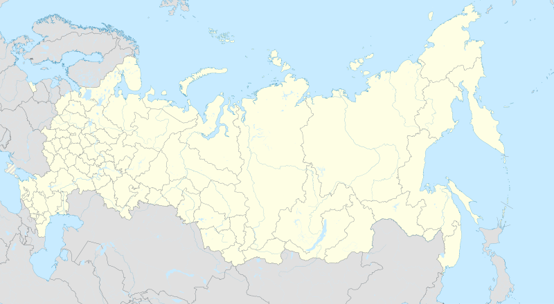 Map of Russia with the teams of the 2011–12 Russian Bandy Super League