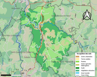 Carte en couleurs présentant l'occupation des sols.