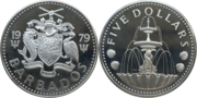 Gambar mini seharga Gambar:5 dollars of Barbados - Barbados 1979.png