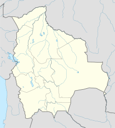 Mapa konturowa Boliwii, w centrum znajduje się punkt z opisem „Estadio Ramón Tahuichi Aguilera”