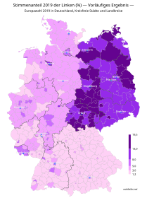 Stimmenanteil (%) 2019 – DIE LINKE