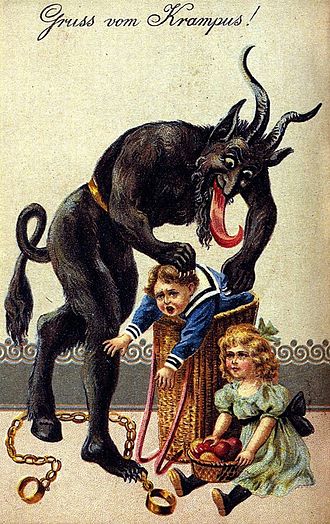 Gruß vom Krampus, Postkarte um 1900