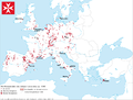Niederlassungen des Johanniterordens in Europa um 1300