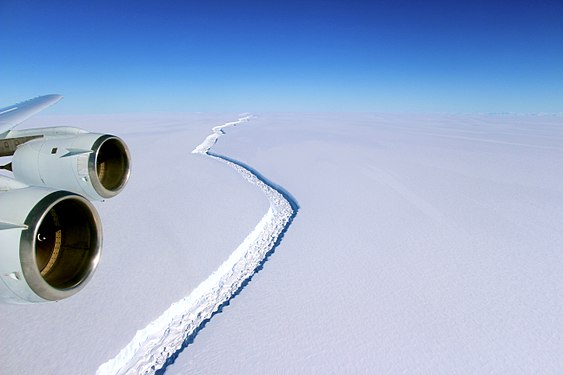Rift in the Larsen C ice shelf (created by John Sonntag at NASA, nominated by Bammesk)