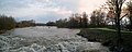 Leitha river near Katzelsdorf in April when snow is melting in the mountain regions …