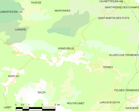 Mapa obce Vignevieille