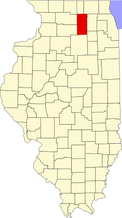 map of Illinois highlighting DeKalb County