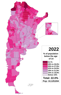 Argentinos menores de 14 años por municipio