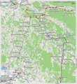 Kaart spoorlijn Cham–Bad Kötzting-Lam