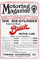 إعلان يعود لعام 1916 لطراز سيارة بويك من قبل موزع لشركة هوارد للسيارات Howard Automobile Co في سان فرانسيسكو.