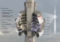 Modell vom Turmkorb des CN-Towers mit Beschriftung