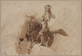 part of: Armored Figure on Horseback (recto); Horse in Front of a Barn (verso) 