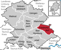 Läget för Friedrichsdorf i Hochtaunuskreis