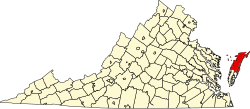 Accomack County na mapě Virginie