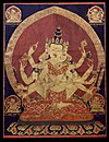 A painted scroll depicting the Buddhist deity Guhyasamaja Akshobhyavajra
