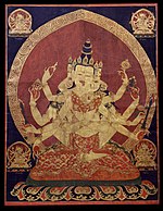 A 17th century Tibetan thangka of Guhyasamaja Akshobhyavajra, part of the economic exchange between Ming dynasty China and Tibet