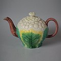Cauliflower teapot, coloured glazes, naturalistic in style, c. 1870