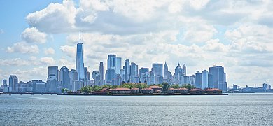 Ellis Island and Manhattan as seen from New Jersey shore 2020-06-29.jpg