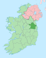 Comté de Meath en vert sombre, Irlande en vert clair.