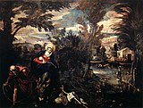 Бегство в Египет. 1582 — 1587. Холст, масло. Скуола Гранде-ди-Сан-Рокко, Венеция