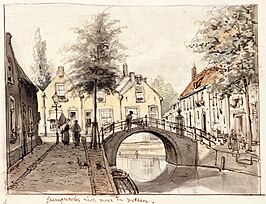 De Geregracht rond 1875, pentekening door Jan Elias Kikkert