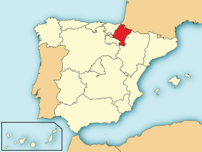 Poziția regiunii Comunidad Foral de Navarra Nafarroako Foru Erkidegoa[1]