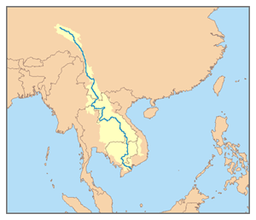 Mekong-elva og nedslagsfeltet hennar.