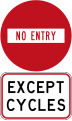 No Entry - Except Cycles (do not enter from this point)