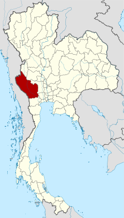 Kanchanaburis läge i Thailand.