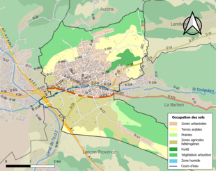 Carte en couleurs présentant l'occupation des sols.